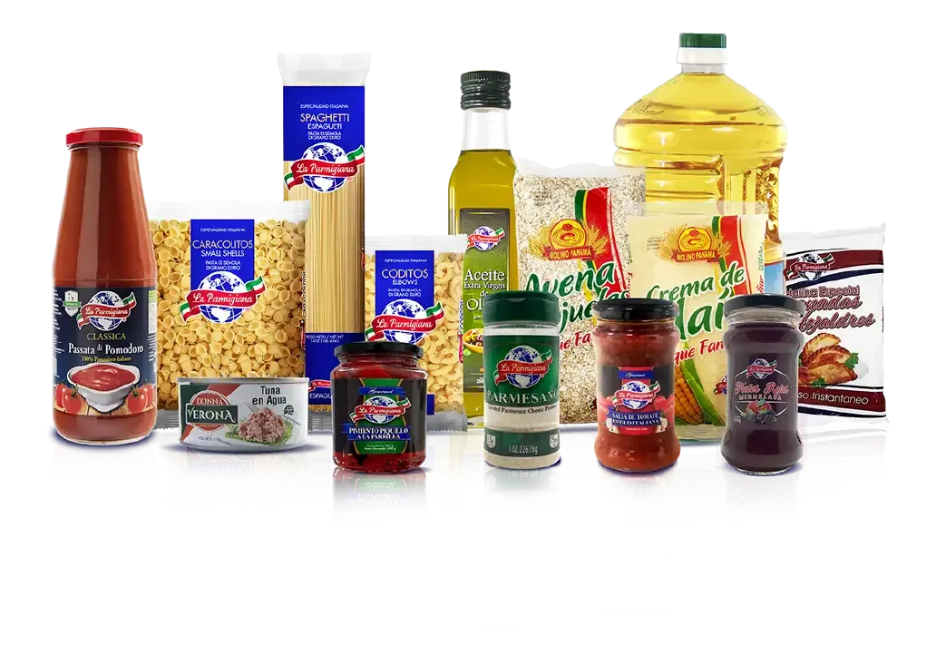 Productos La Parmigiana: pastas, salsas, aceites, enlatados y harinas